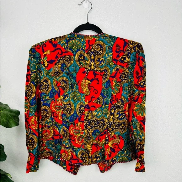 Vintage Jessica Howard Baroque Bright Red Elegant blazer Jacket - Picture 10 of 10